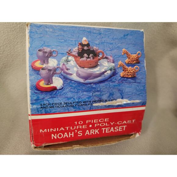 New Noah's Ark Teaset Mini 10 Piece Set Ceramic Whales Rainbow - Picture 6 of 9